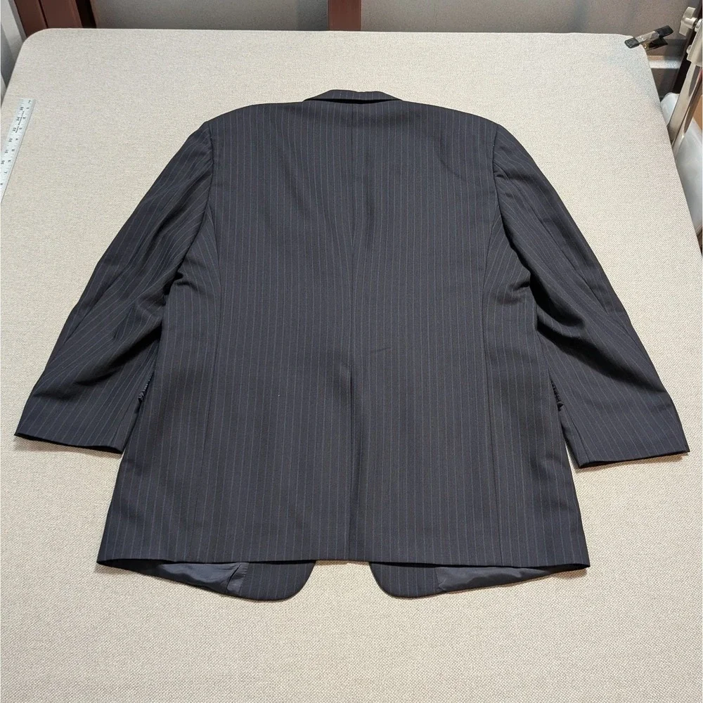 Hart Schaffner Marx Men's Blazer 44R Charcoal Pinstripe Comfort Plus Coat Jacket